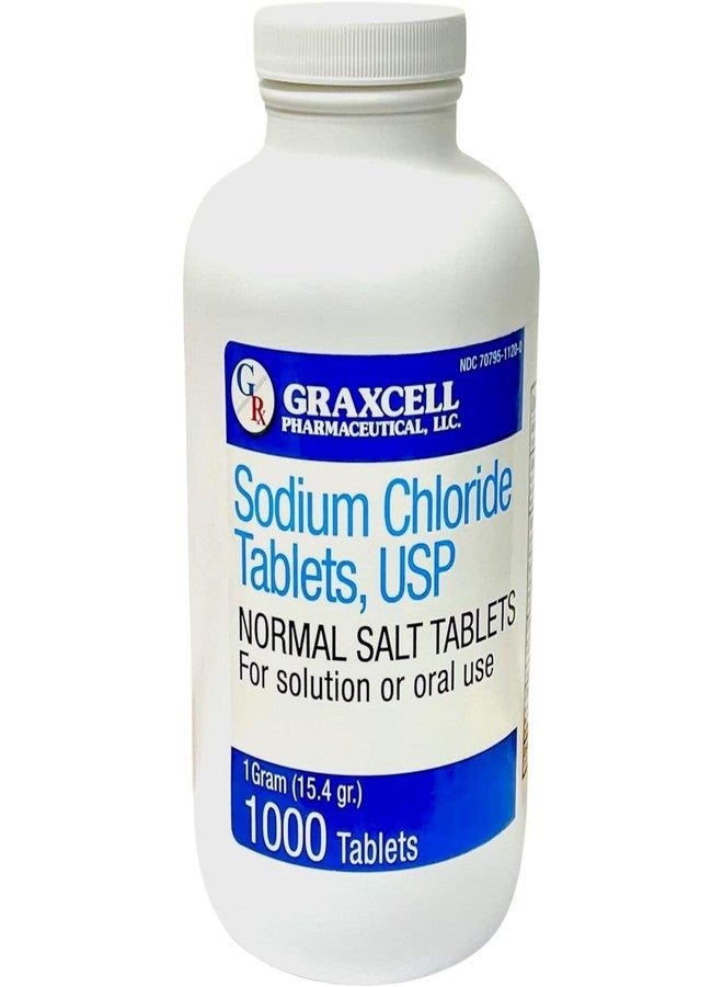 Graxcell Sodium Chloride Tablets 1gm | Electrolyte Salt Pills for POTS Syndrome and Dysautonomia Support | Rapid Rehydration, Natural Ingredients | (15.4gr.) | 1000 Count | Made in The USA - Image 1
